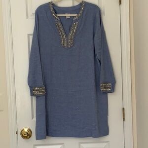 Linen/Polyester Resort Wear Dress